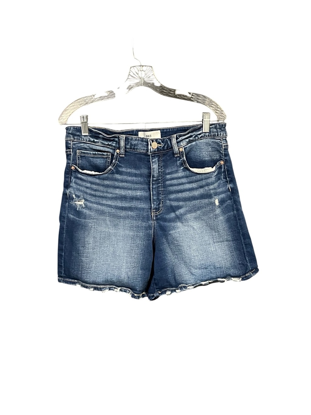 BKE Parker Denim Shorts Women’s 32 Blue High Rise Distressed Frayed Y2K